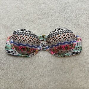 Victoria's Secret Beach Sexy Beach Bandeau Bikini Top White Aztec Foil Multi